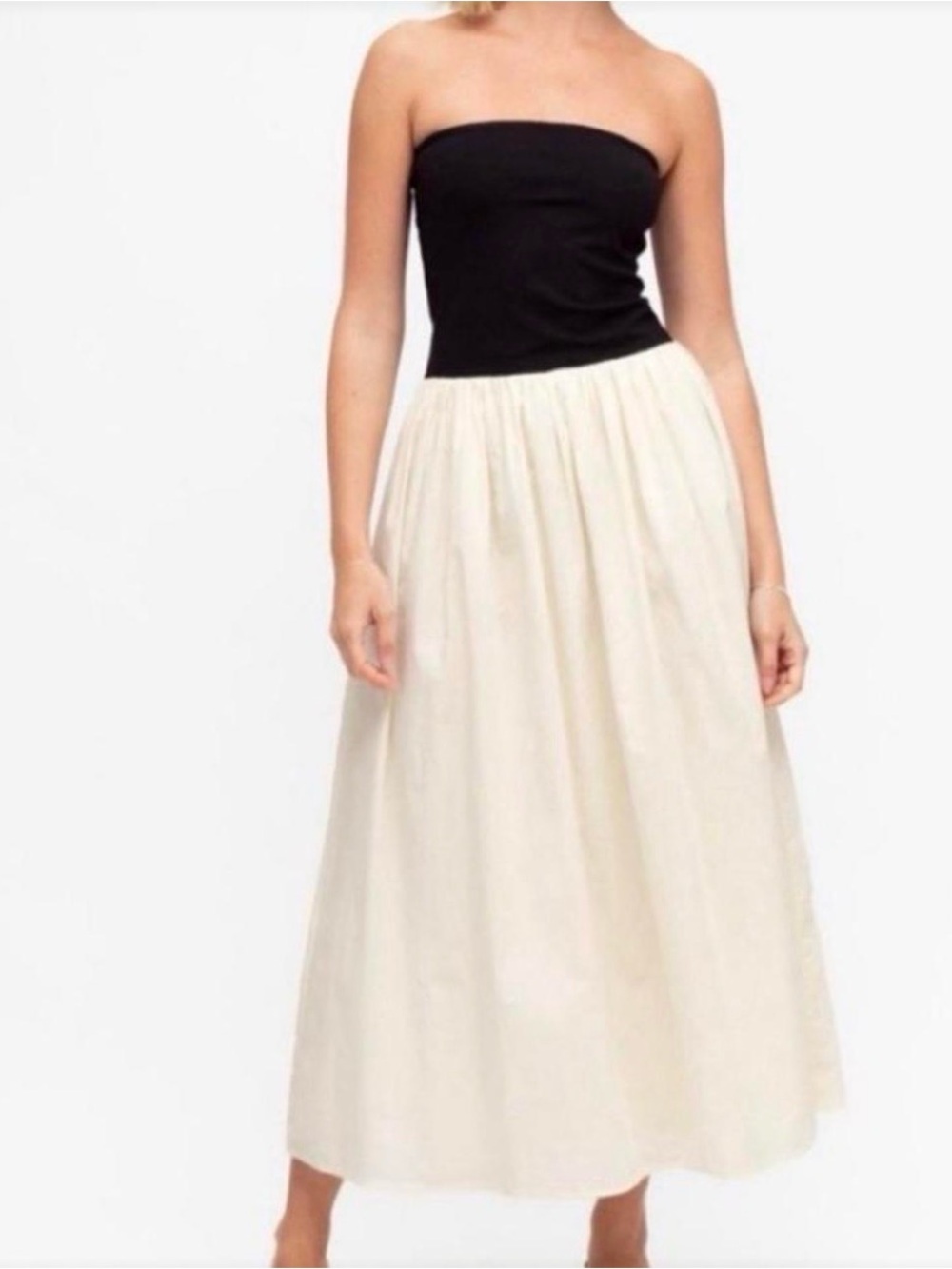 Paper Heart Strapless Colorblock Drop-Waist Midi Dress size L